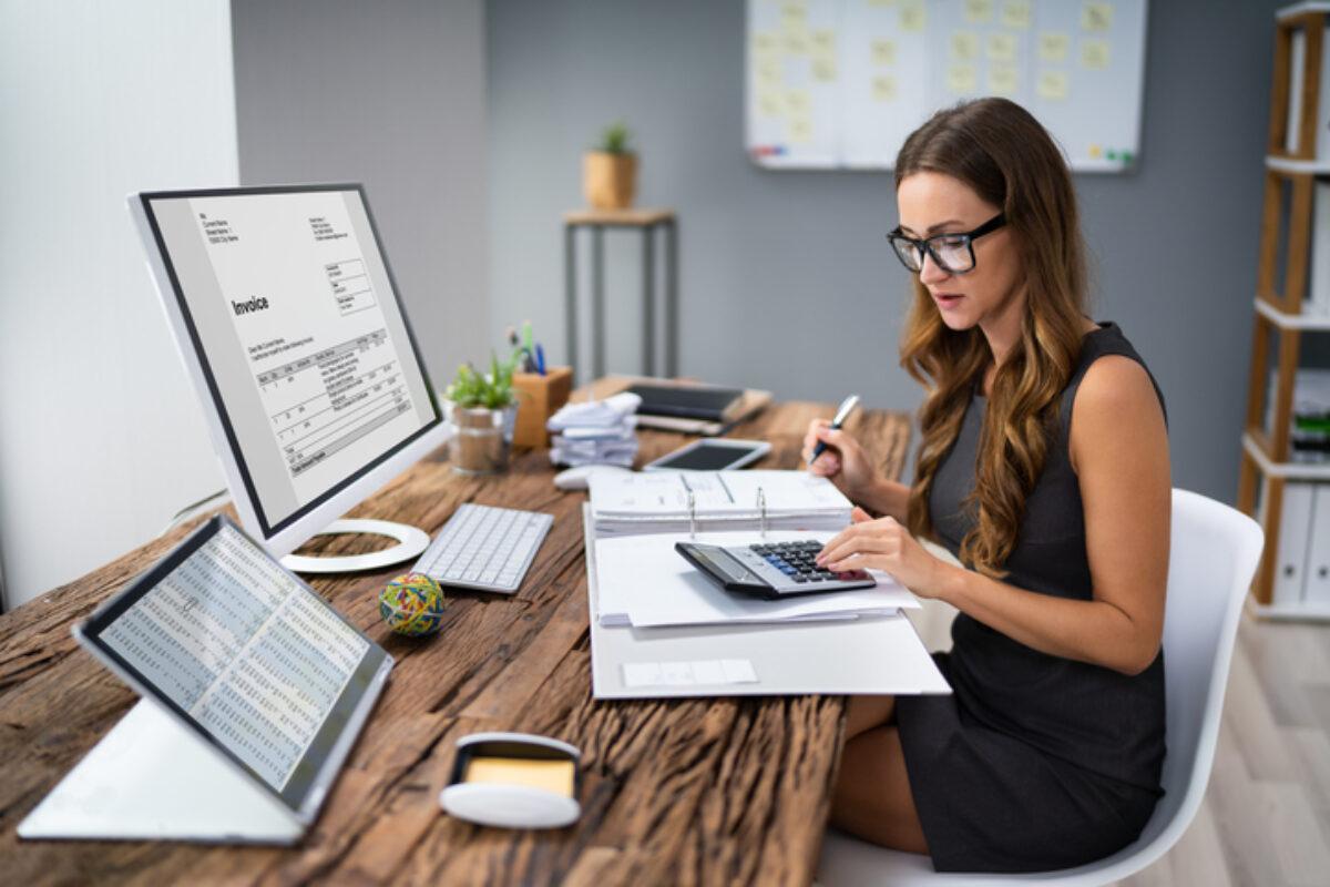 Woman working at laptop