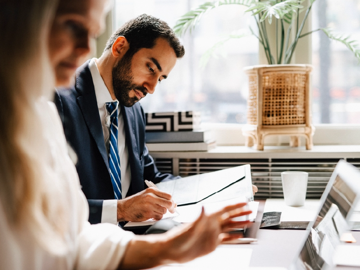 Lawyer reviewing cases in a calendar