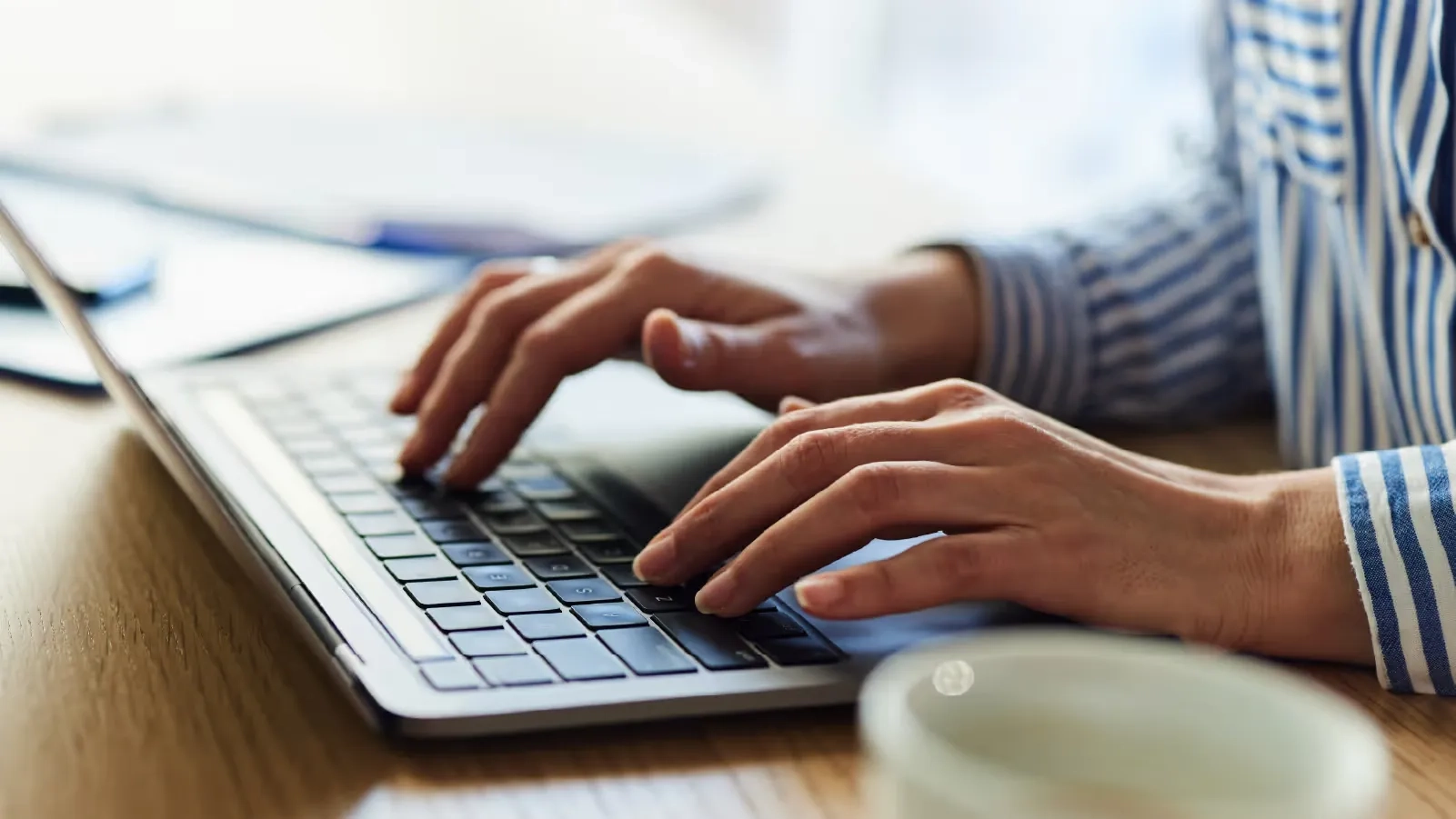 Lawyer setting up client portal on computer