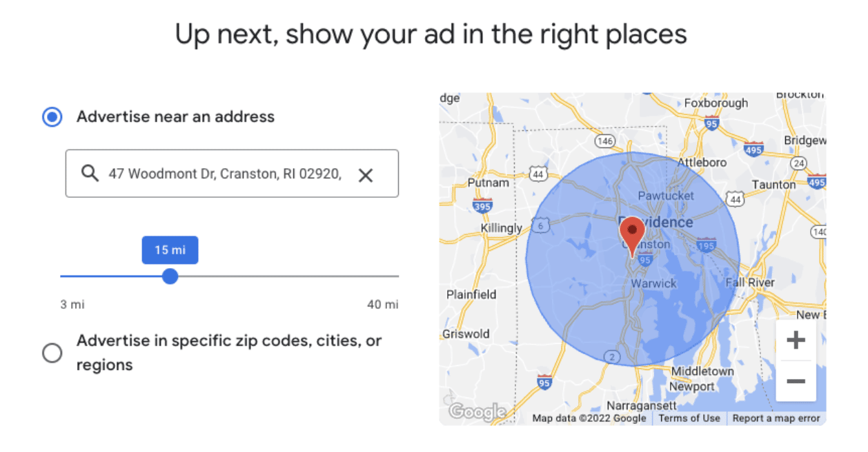 Ad geographic parameters