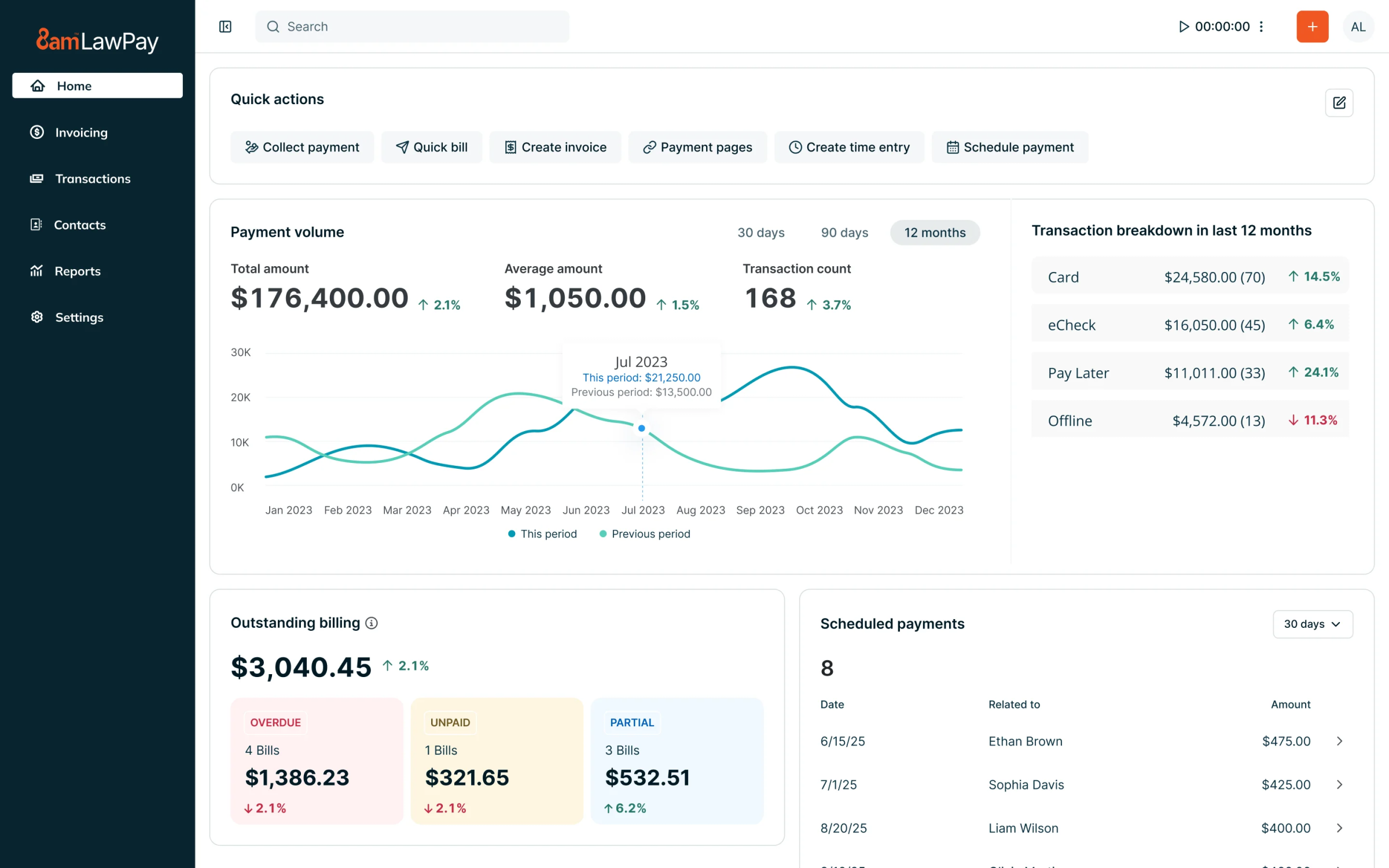A screenshot of 8am LawPay