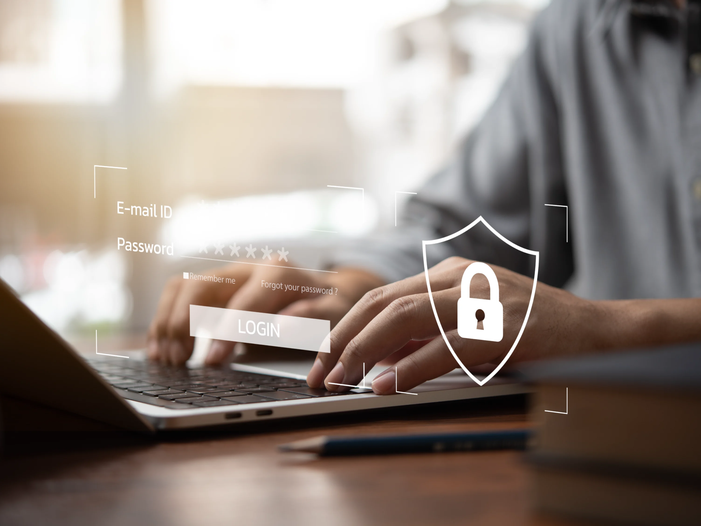 A person logs into a secure online system