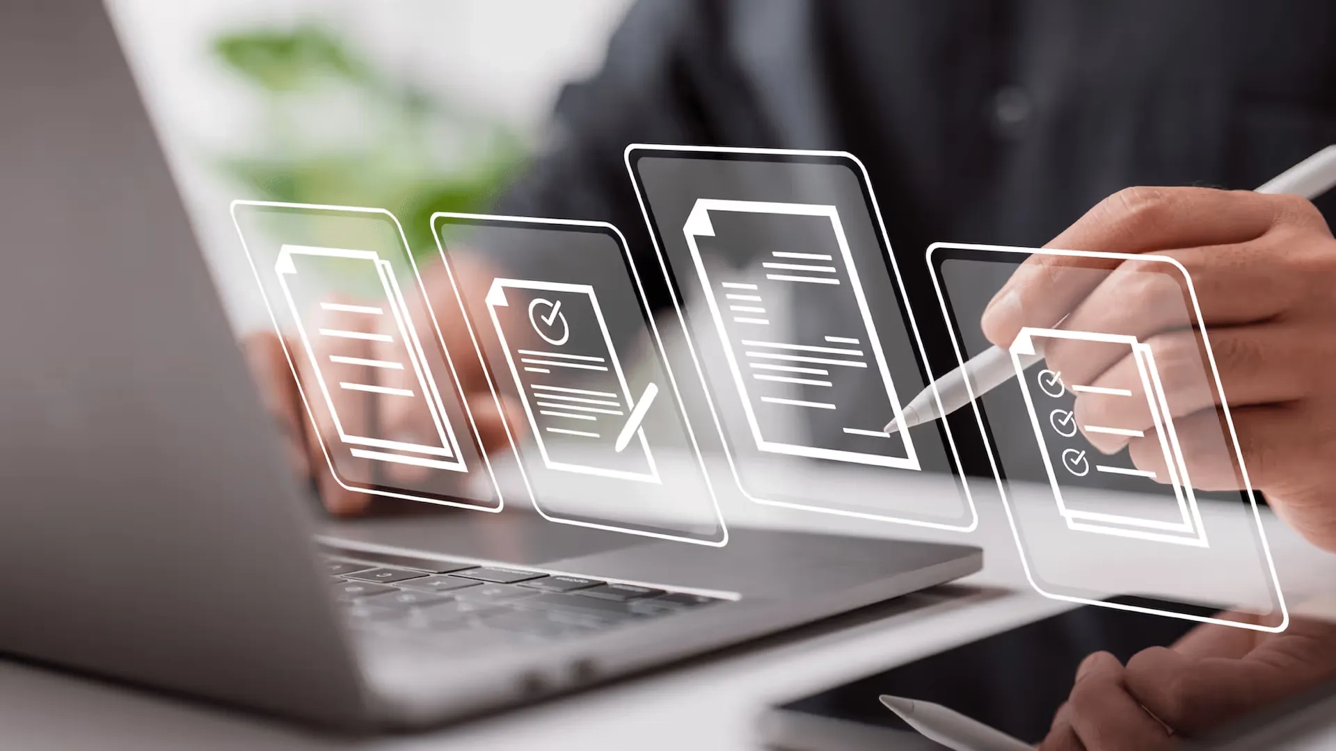 documents being translated in front of computer