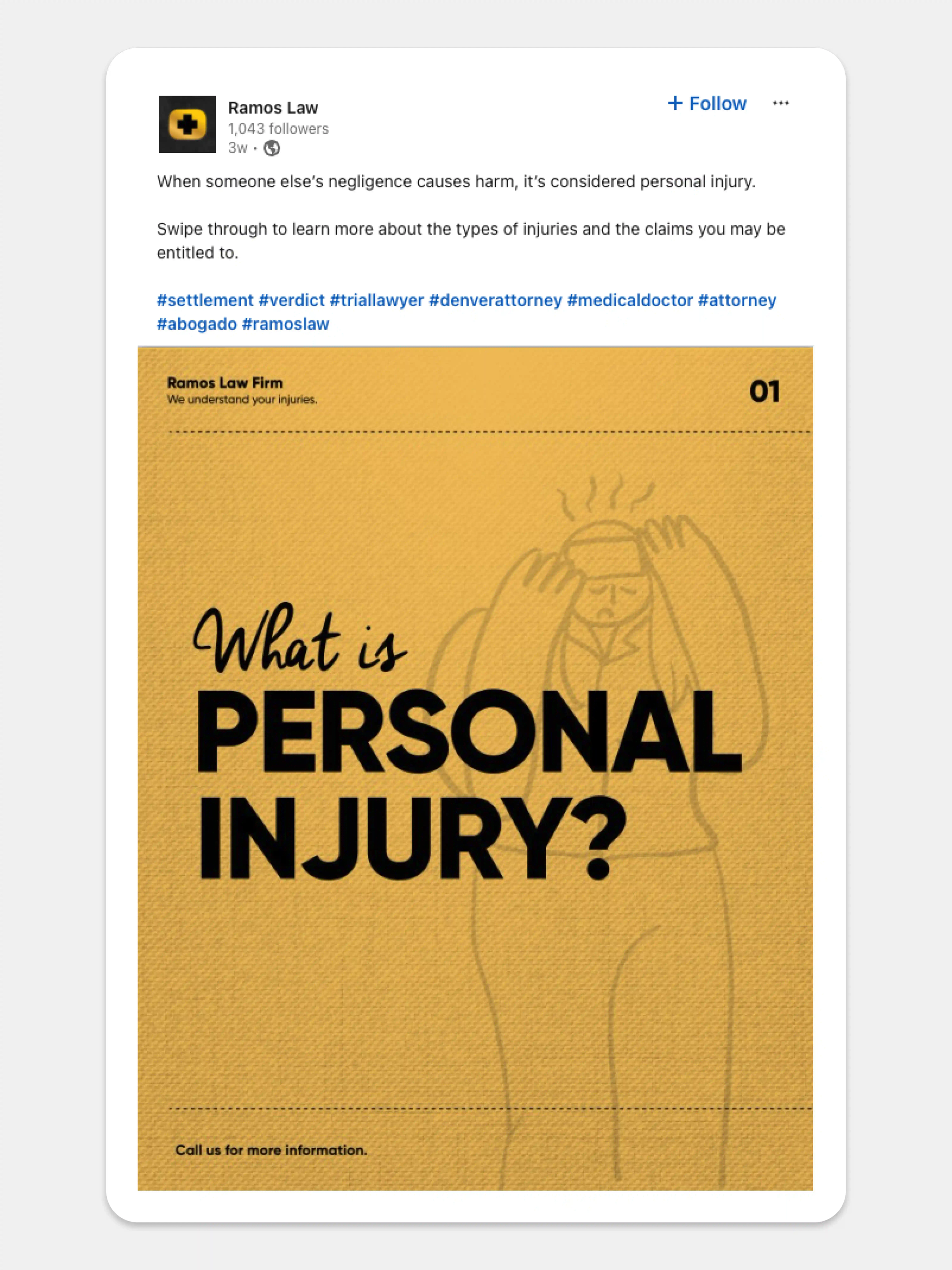 Ramos Law LinkedIn Post Example