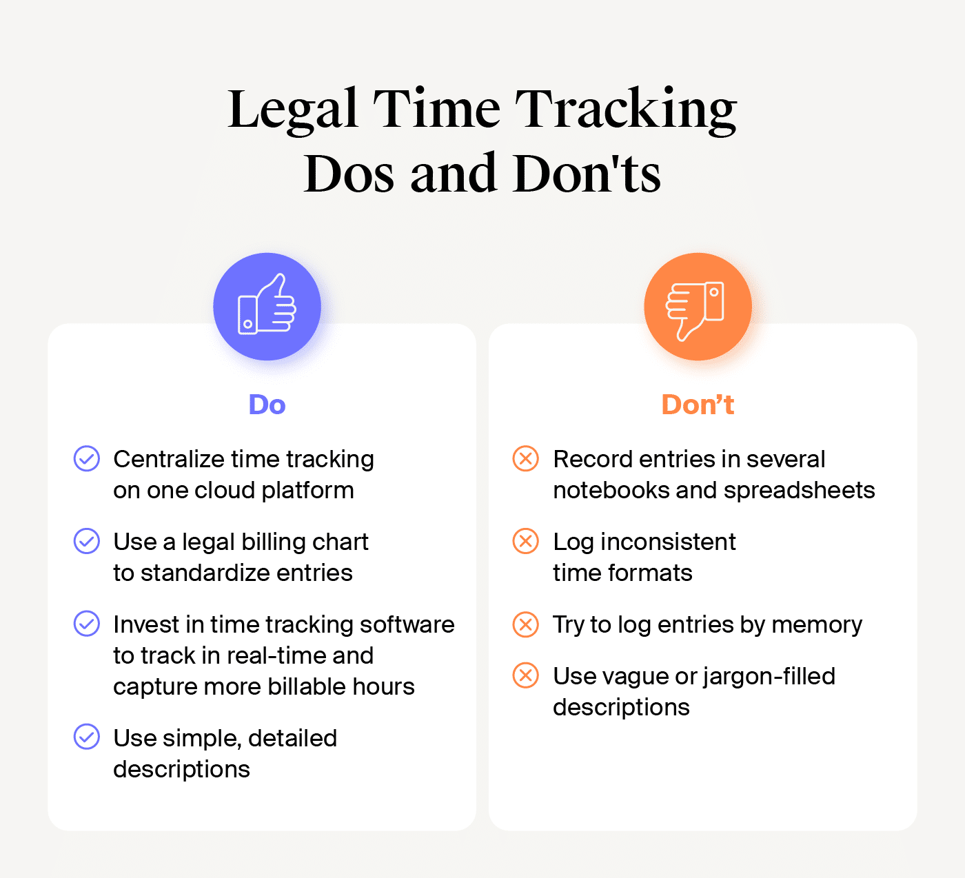 Legal Time Tracking Dos and Donts infographics