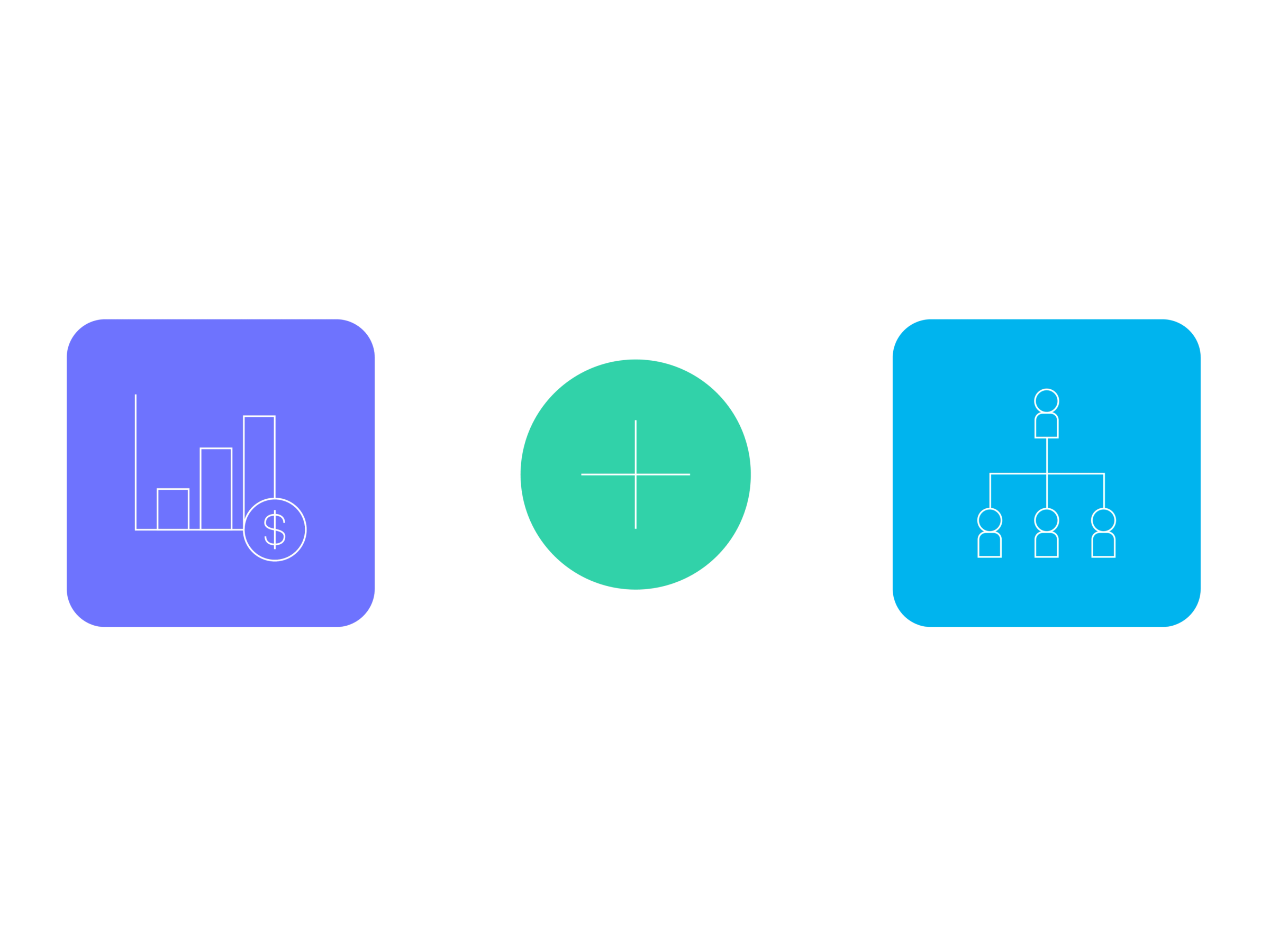 Bar chart icon with people management icon