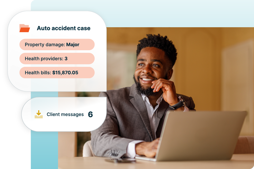 A lawyer looks at information about an auto accident case