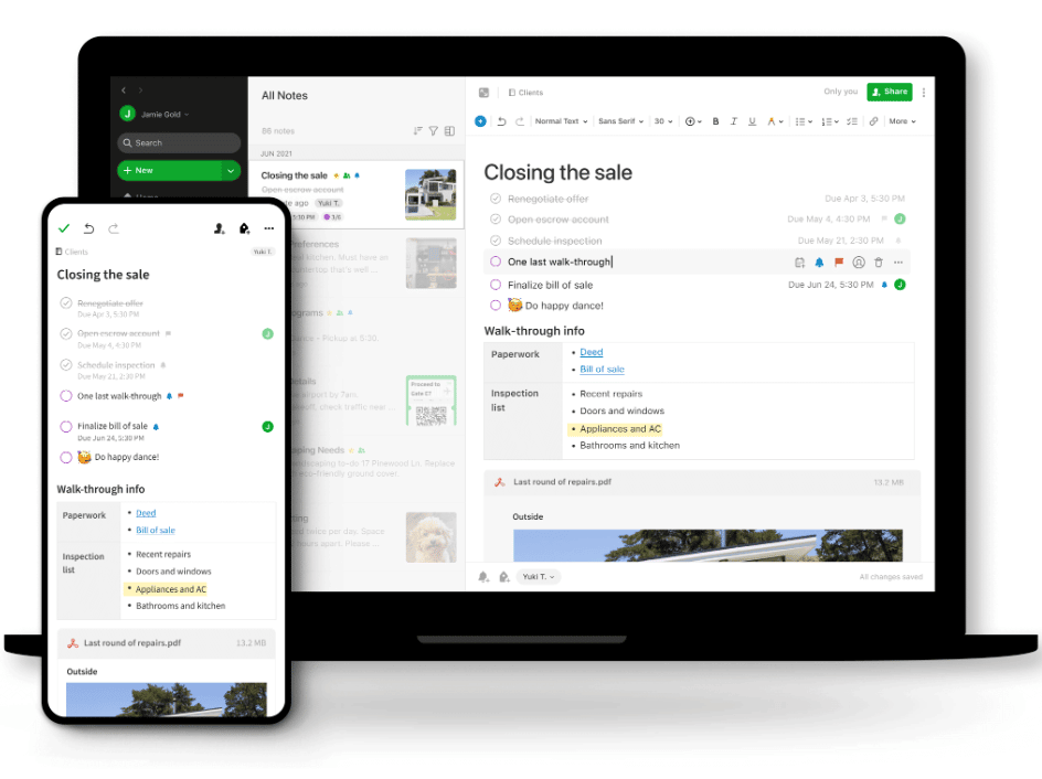 Evernote screenshot