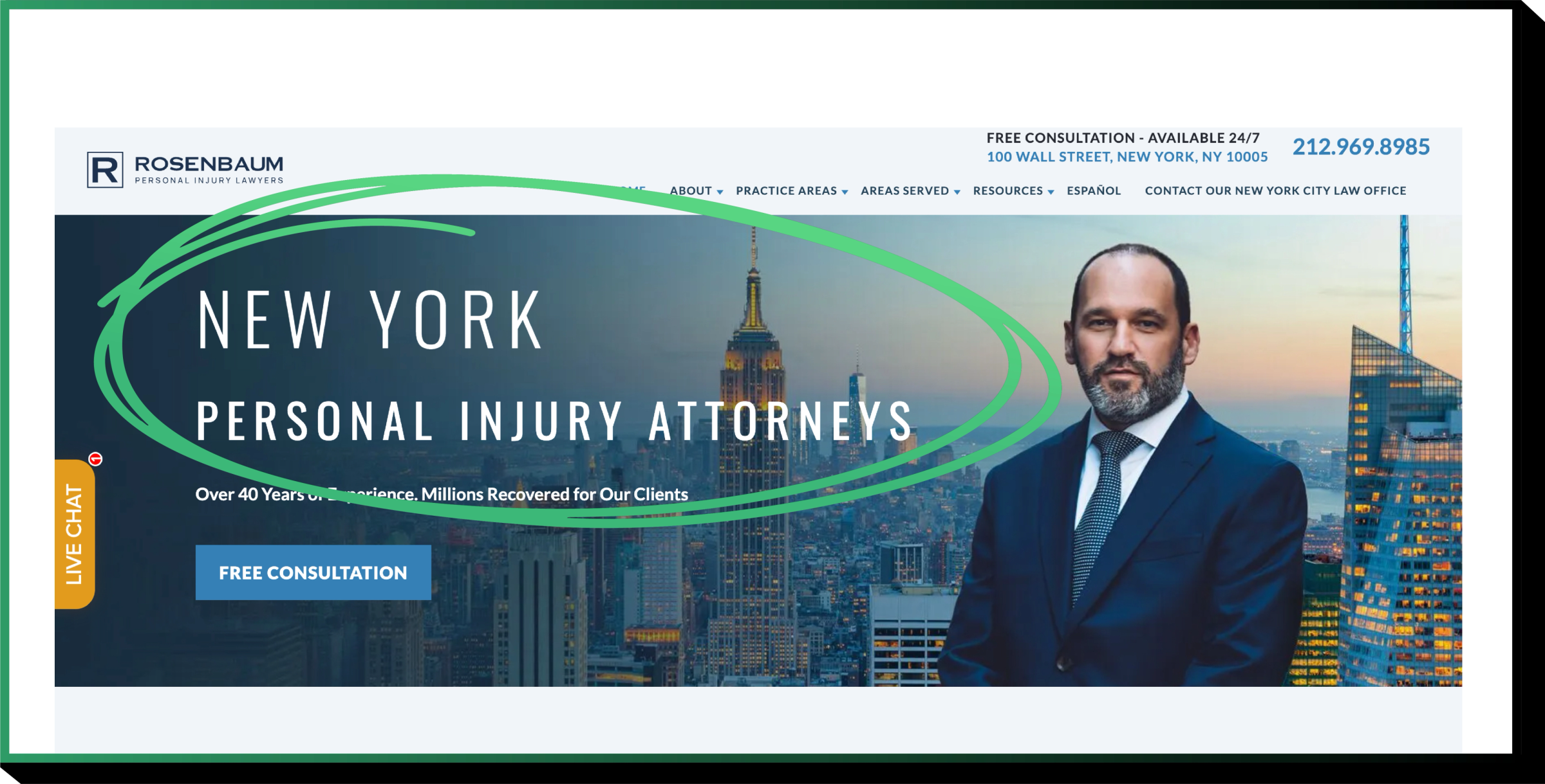 Personal Injury Website Example 