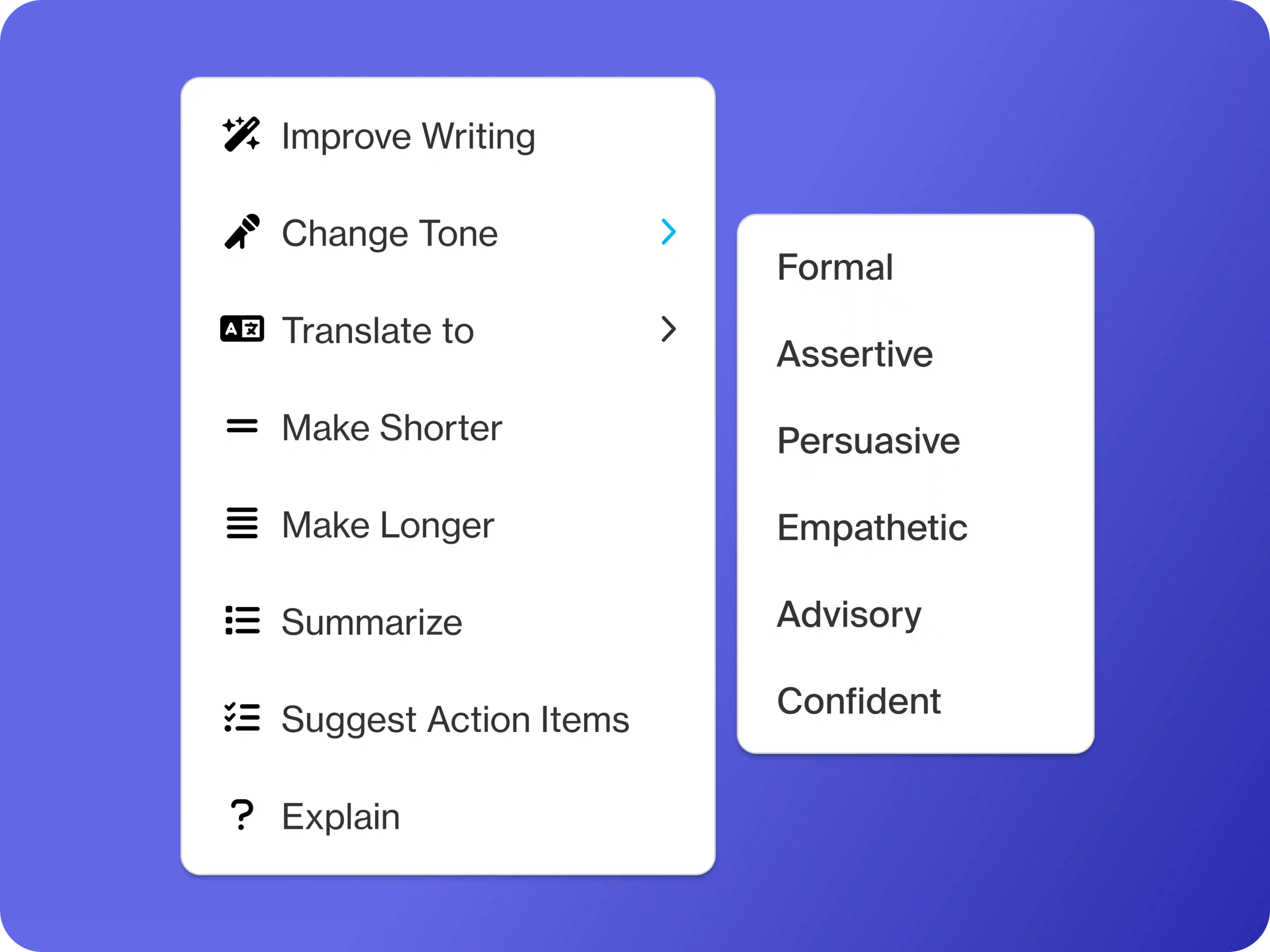 Graphic of generative AI writing features