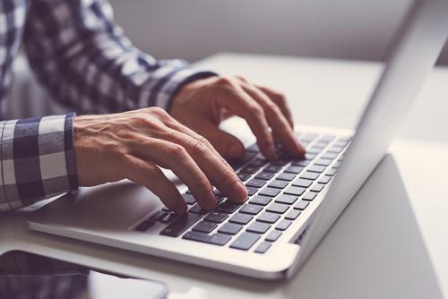 person typing