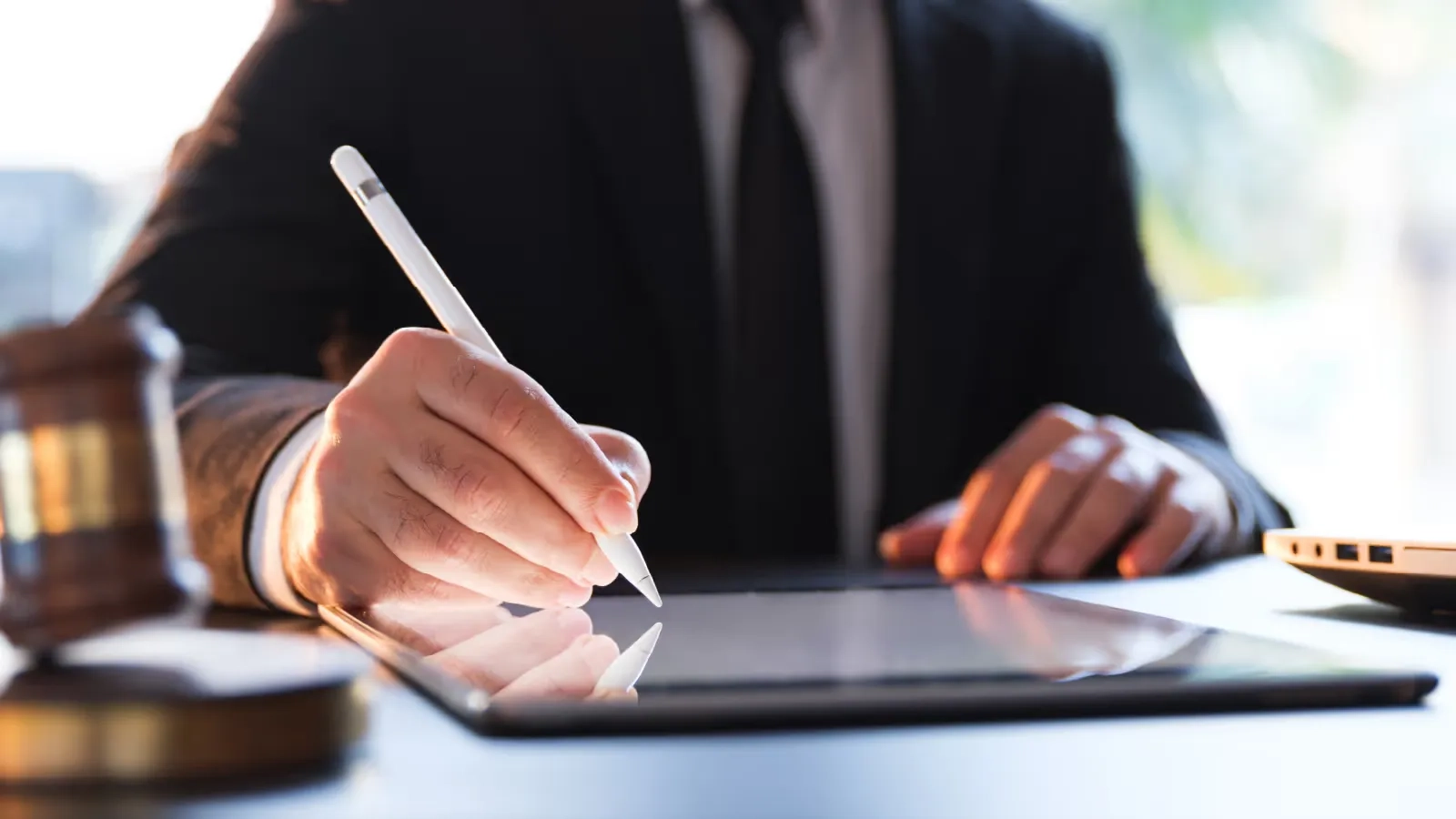 Person working on legal documentation