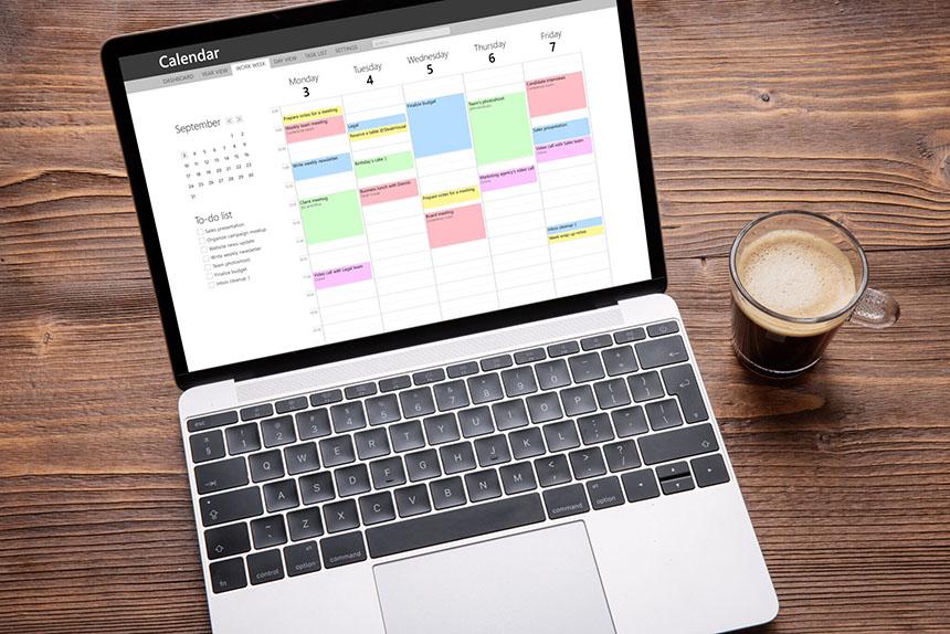 Calendar app on laptop