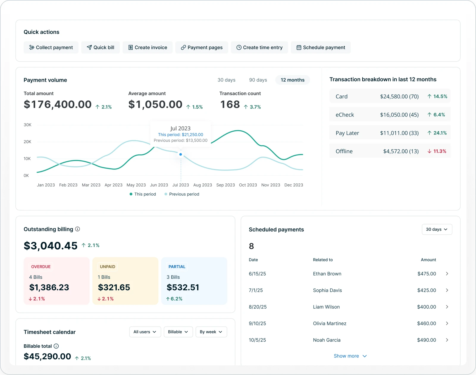 Screenshot of LawPay software