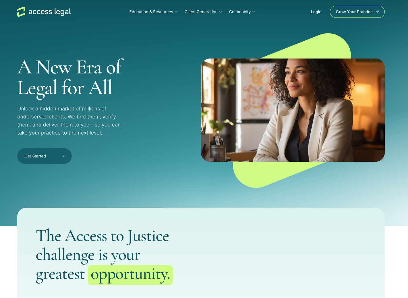 access legal website screenshot
