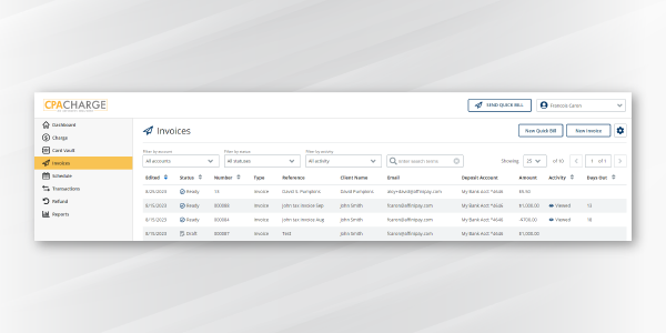 The software also provides a dashboard to easily view and track the status of each invoice to help improve cash flow.