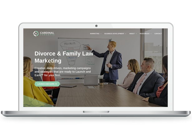 Divorce and family law marketing laptop screenshot