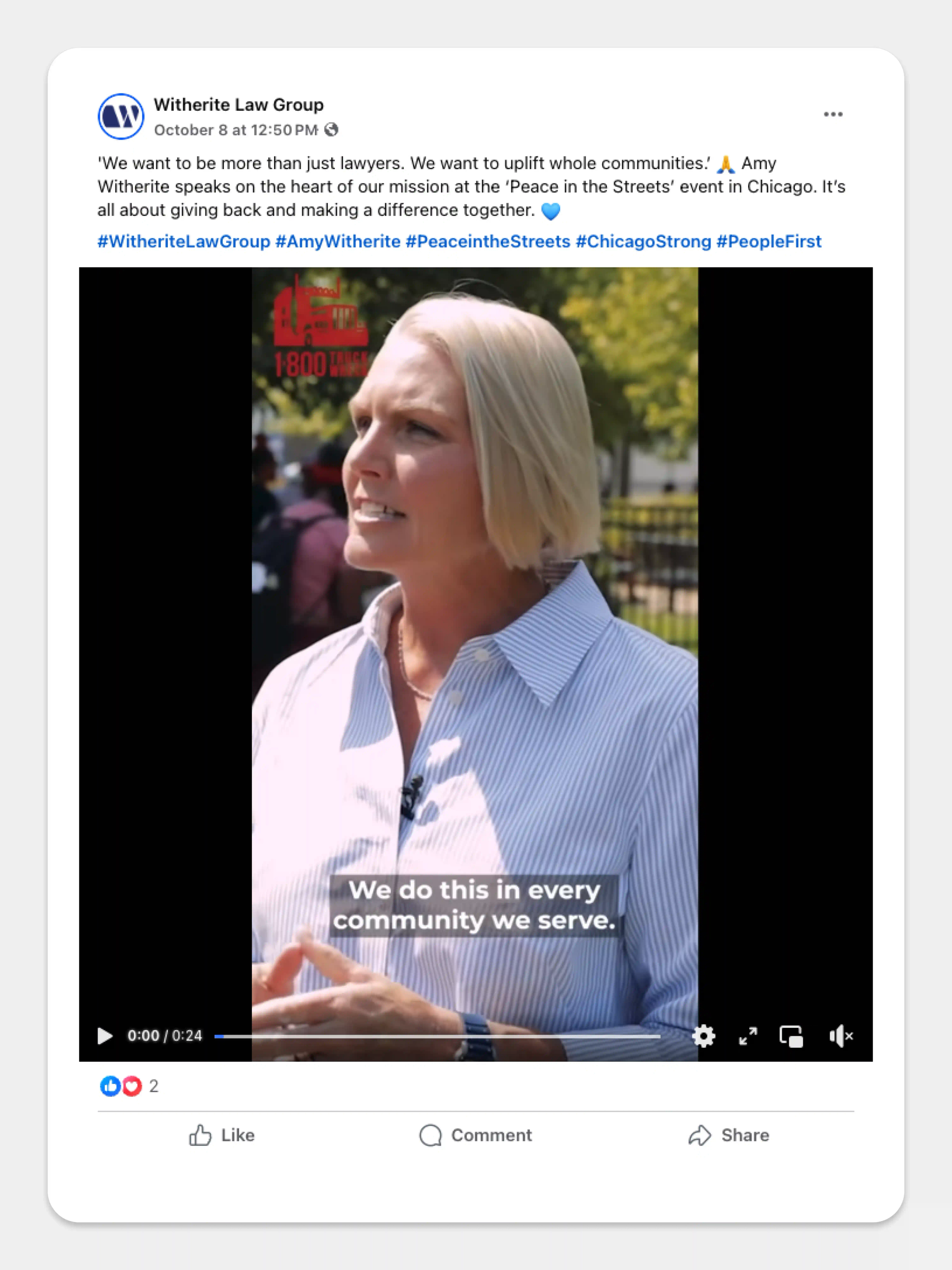 Witherite Law Firm Facebook Post Example