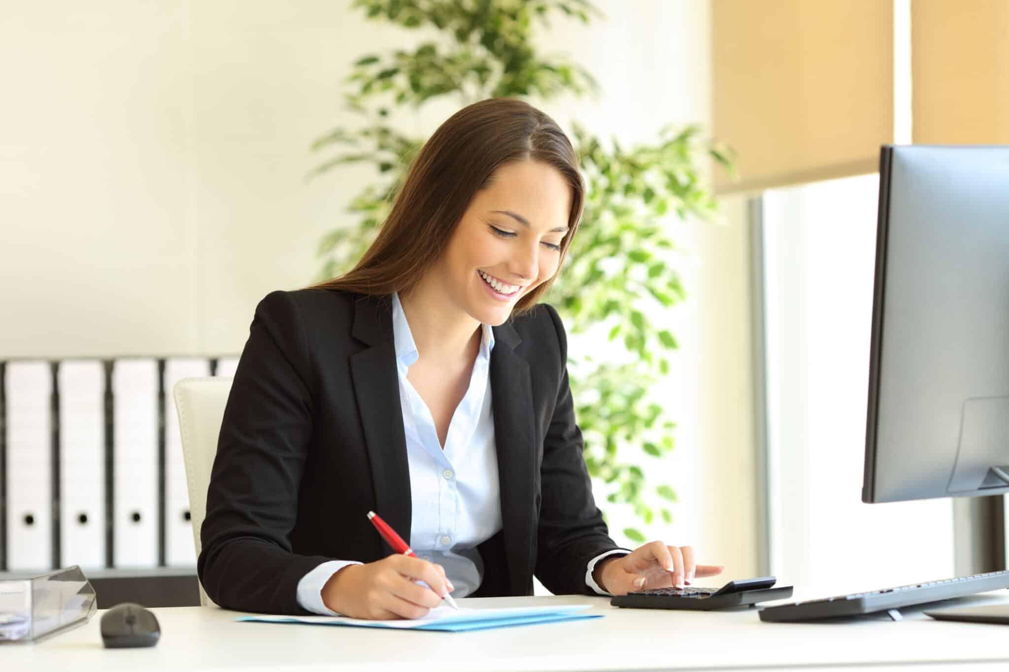 Woman working on law case