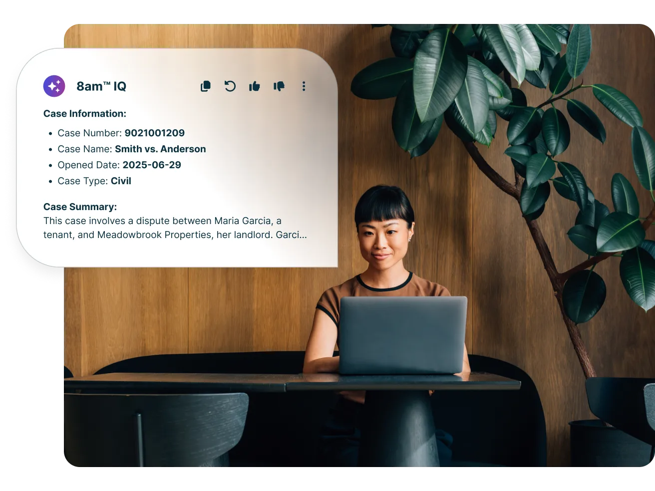 Image showcasing an example of an 8am IQ case summary