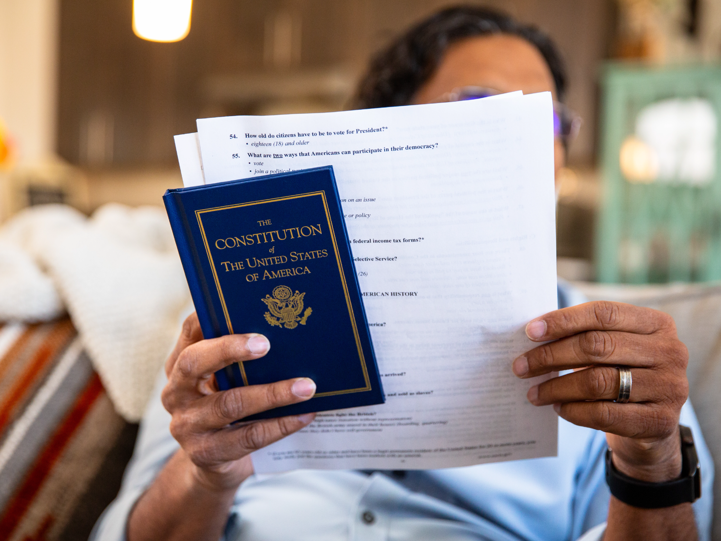 Person reviewing green card application