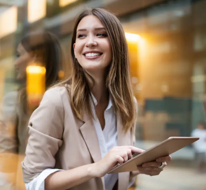 Woman smiling in suit