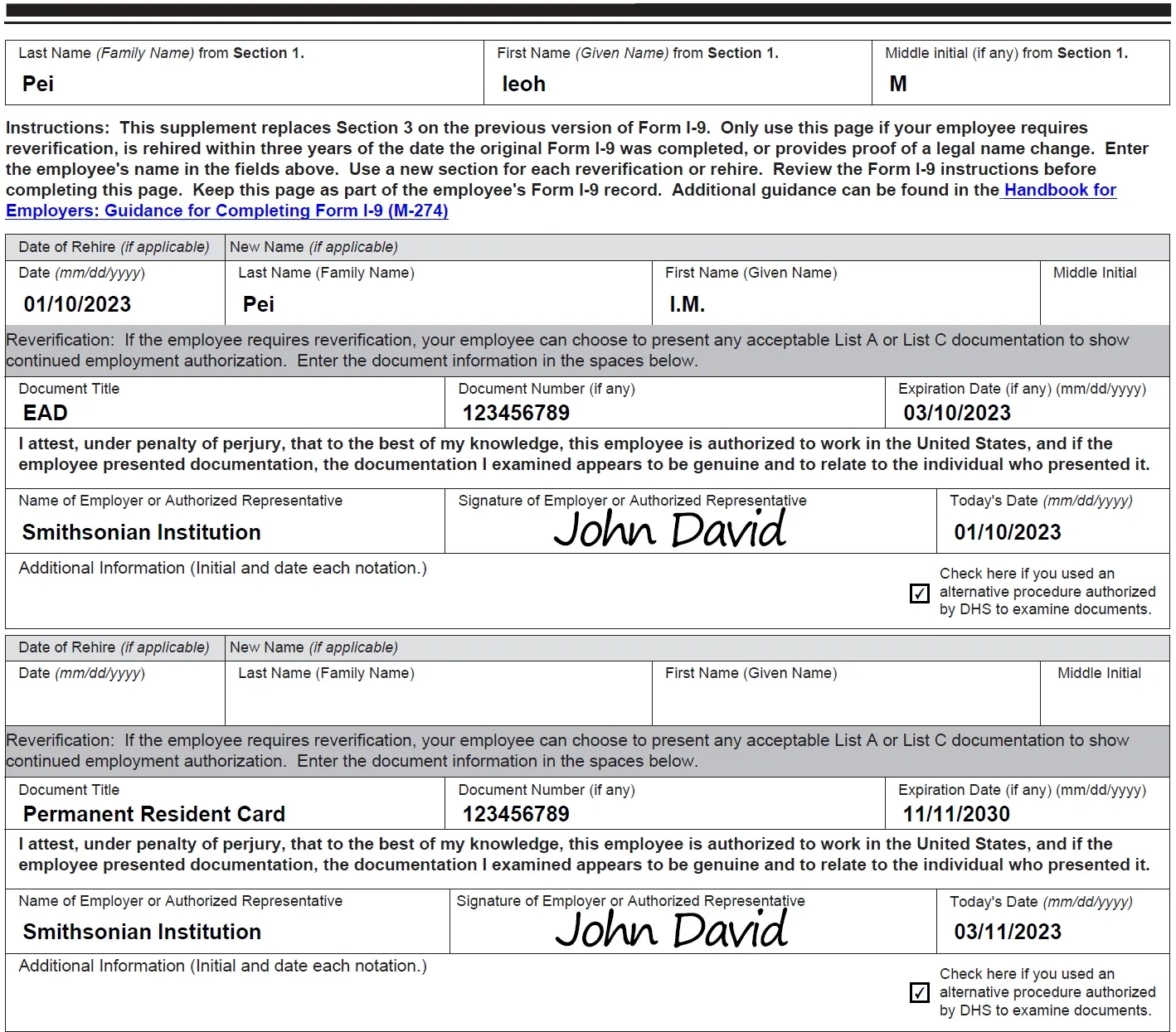 Sample of Form