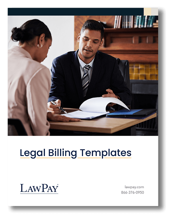 Cover image for LawPay's , "Legal Billing Templates" samples