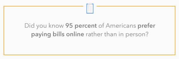  Did you know 95 percent of Americans prefer paying bills online rather than in person? 