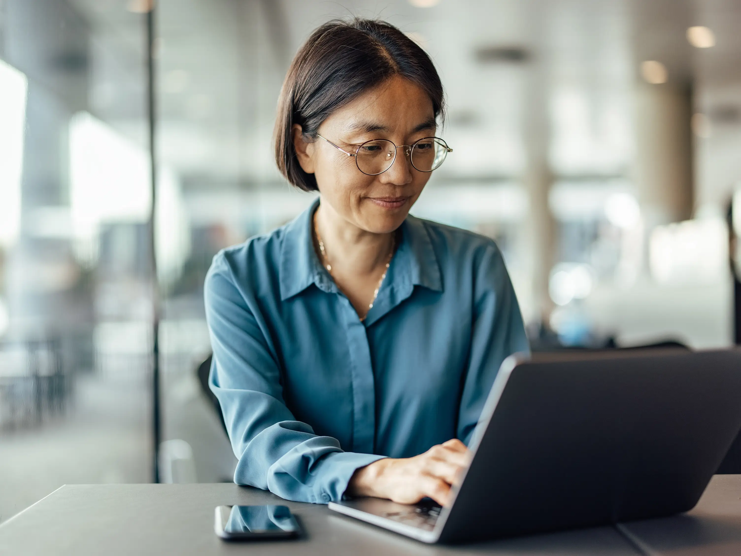 Lawyer working at a computer