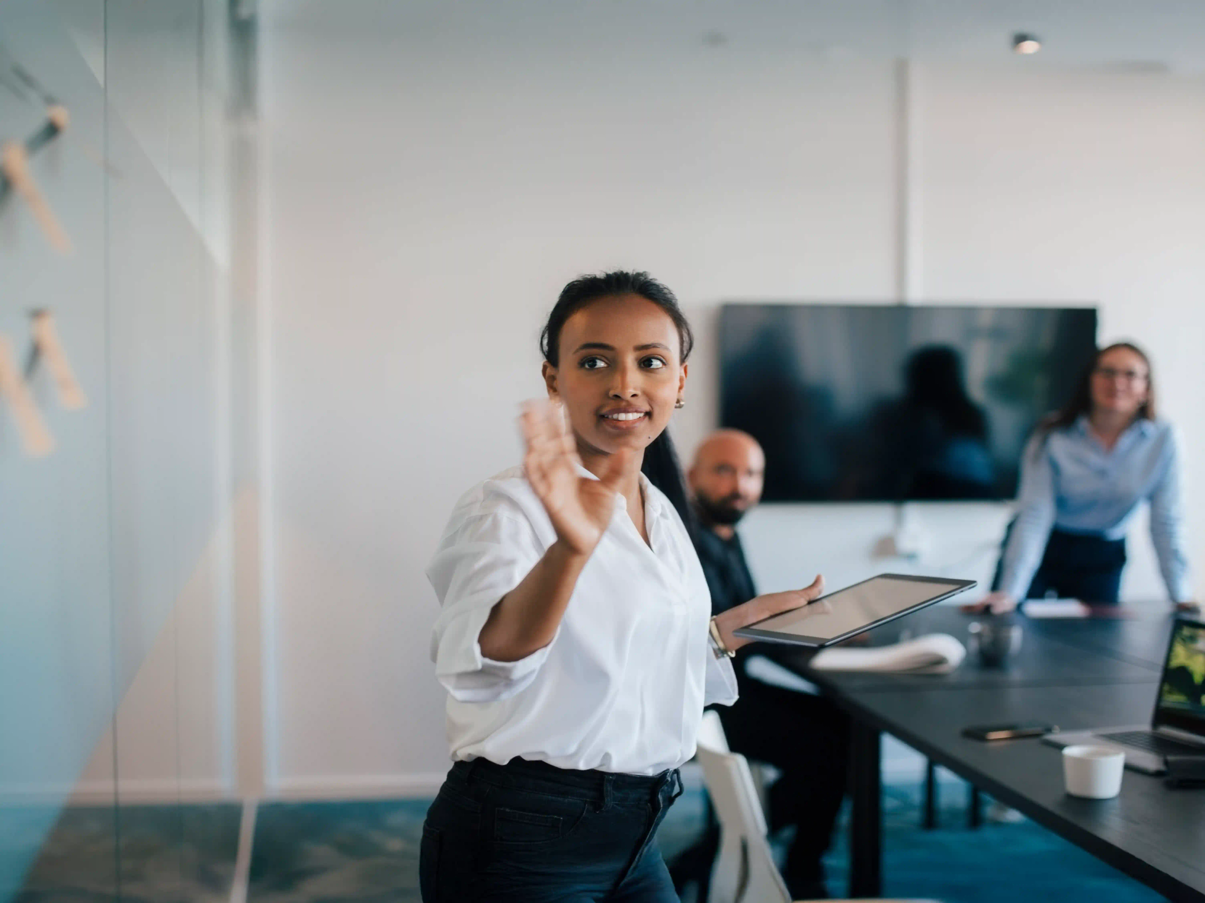 Legal professional presenting in a meeting