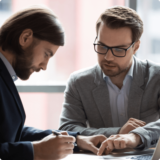 Two lawyers working on a case