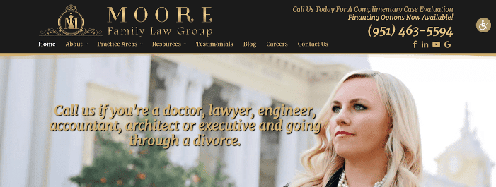 For example, the Moore Family Law Group showcases clearly targeted demographics in their messaging: