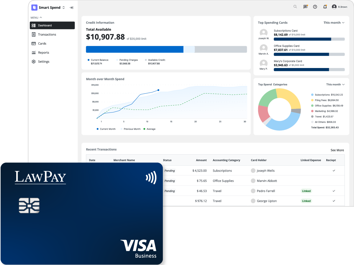 MyCase Smart Spend powered by the LawPay Visa® Business Card