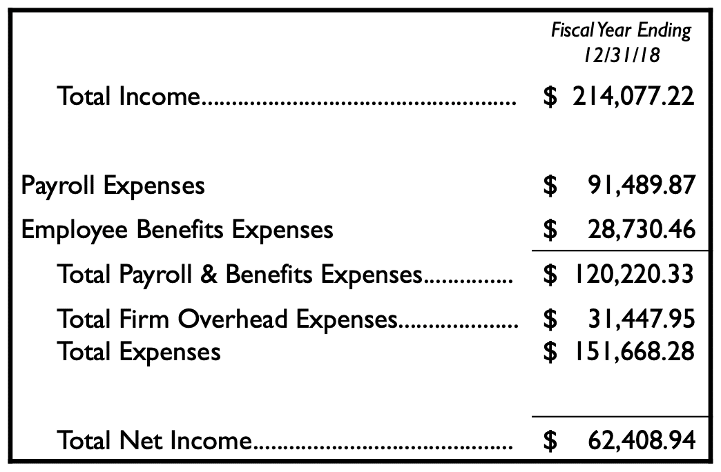 Income statement example provided by the D.C. Bar