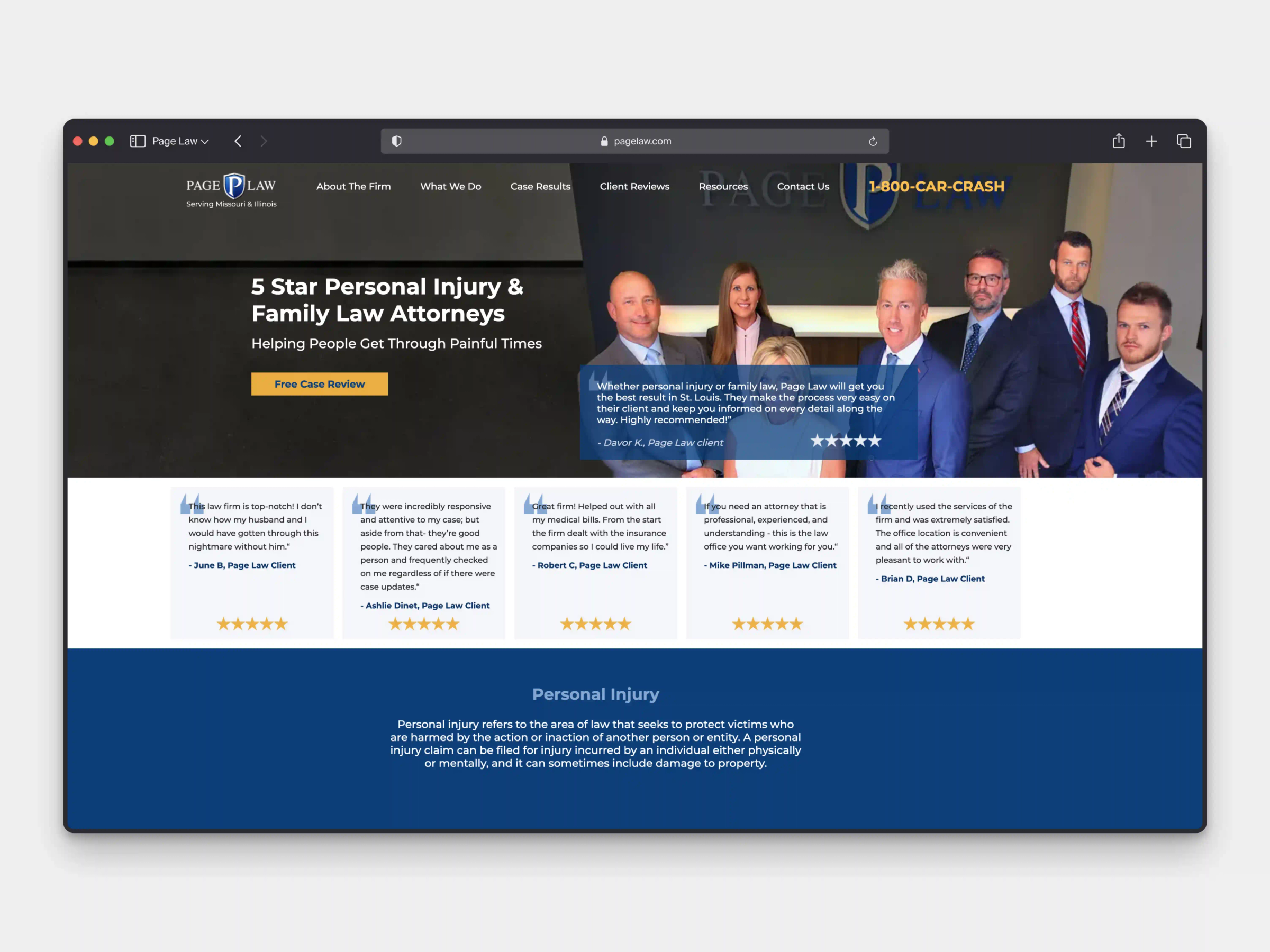 Page Law Website Screenshot