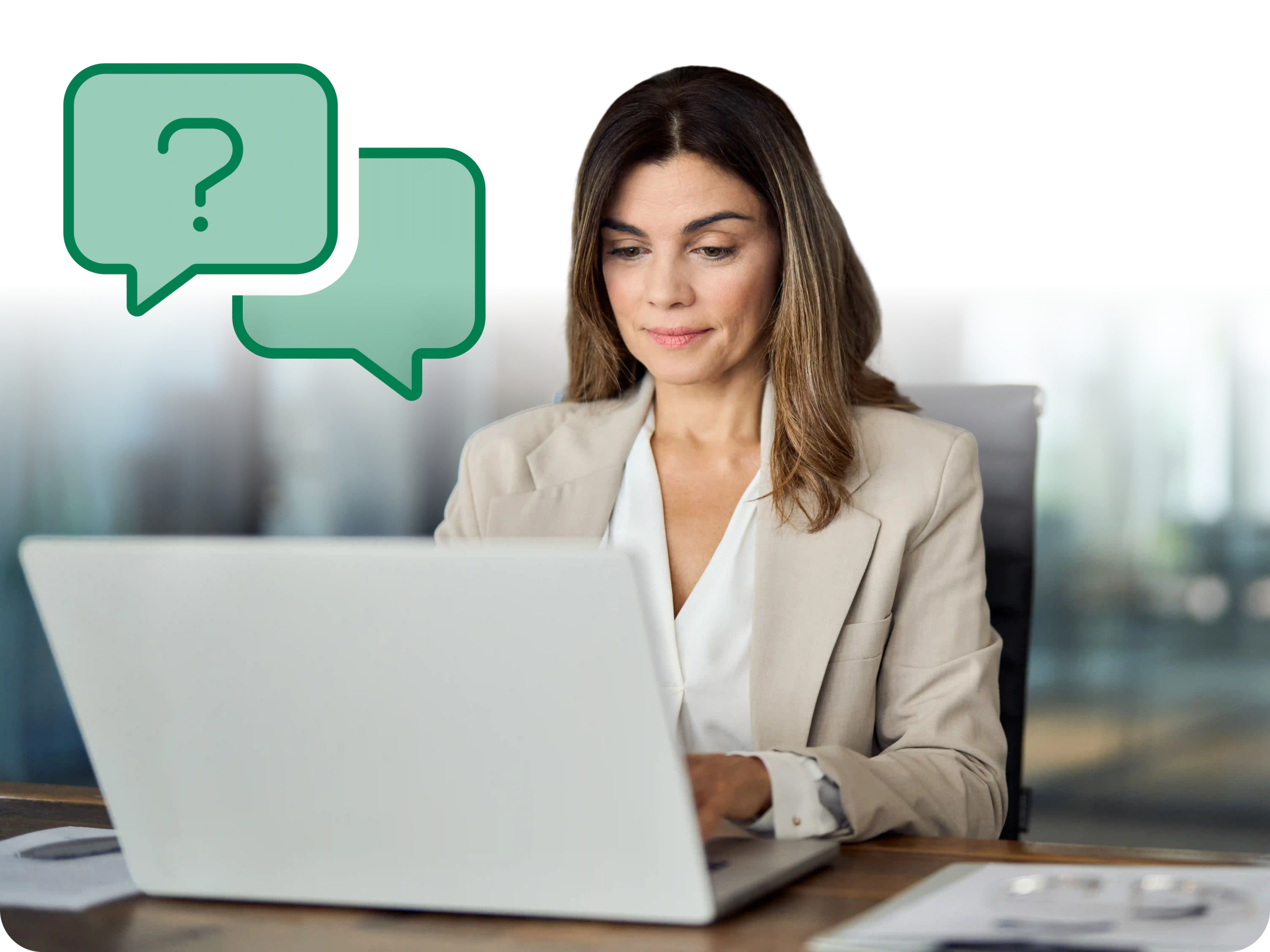 Woman on computer looking for answers.