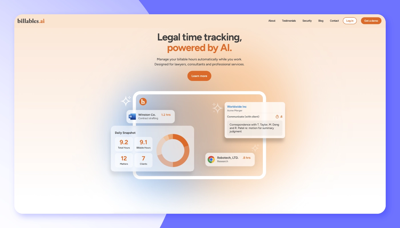 Screenshot of Billables.Ai