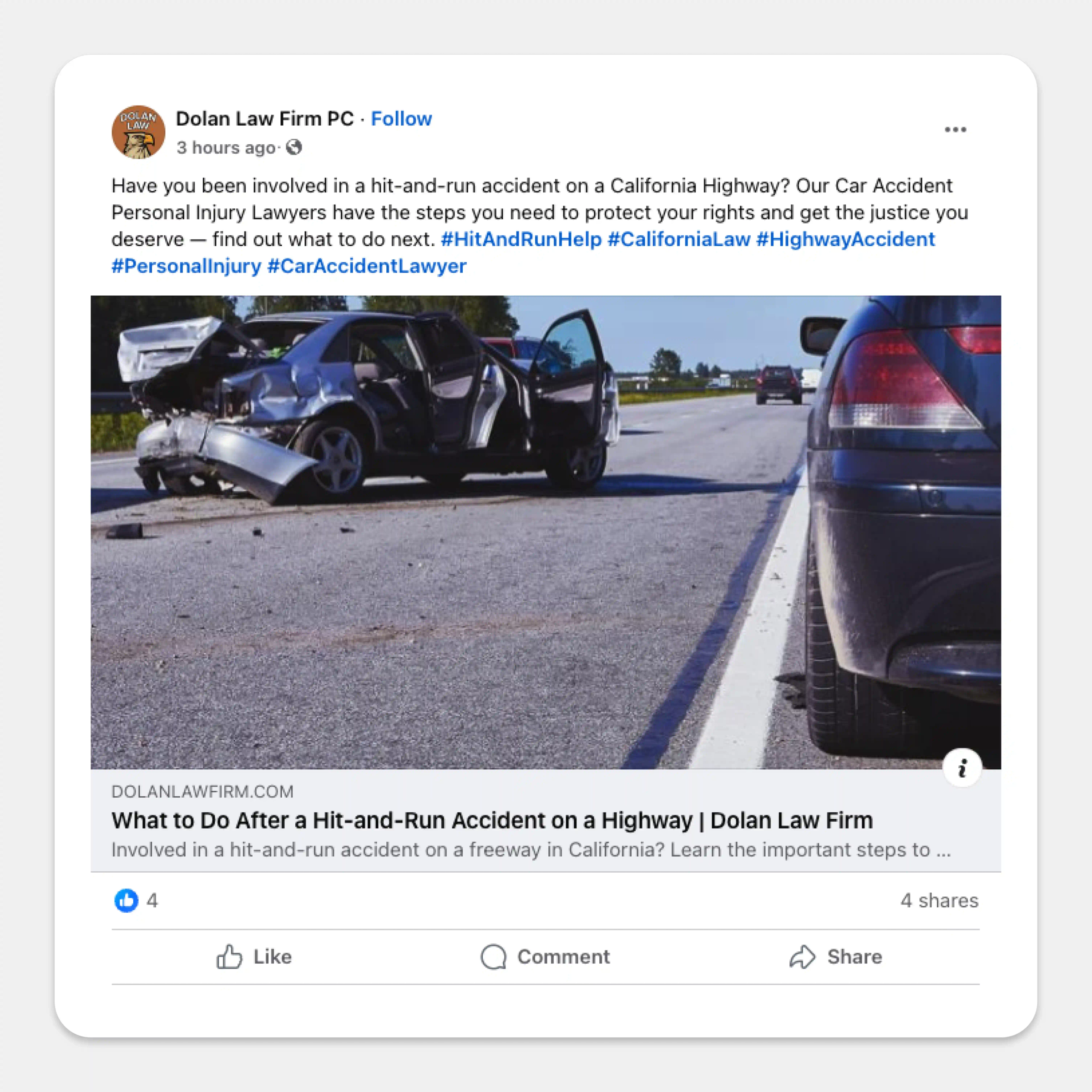 Dolan Law Firm Facebook Post Example