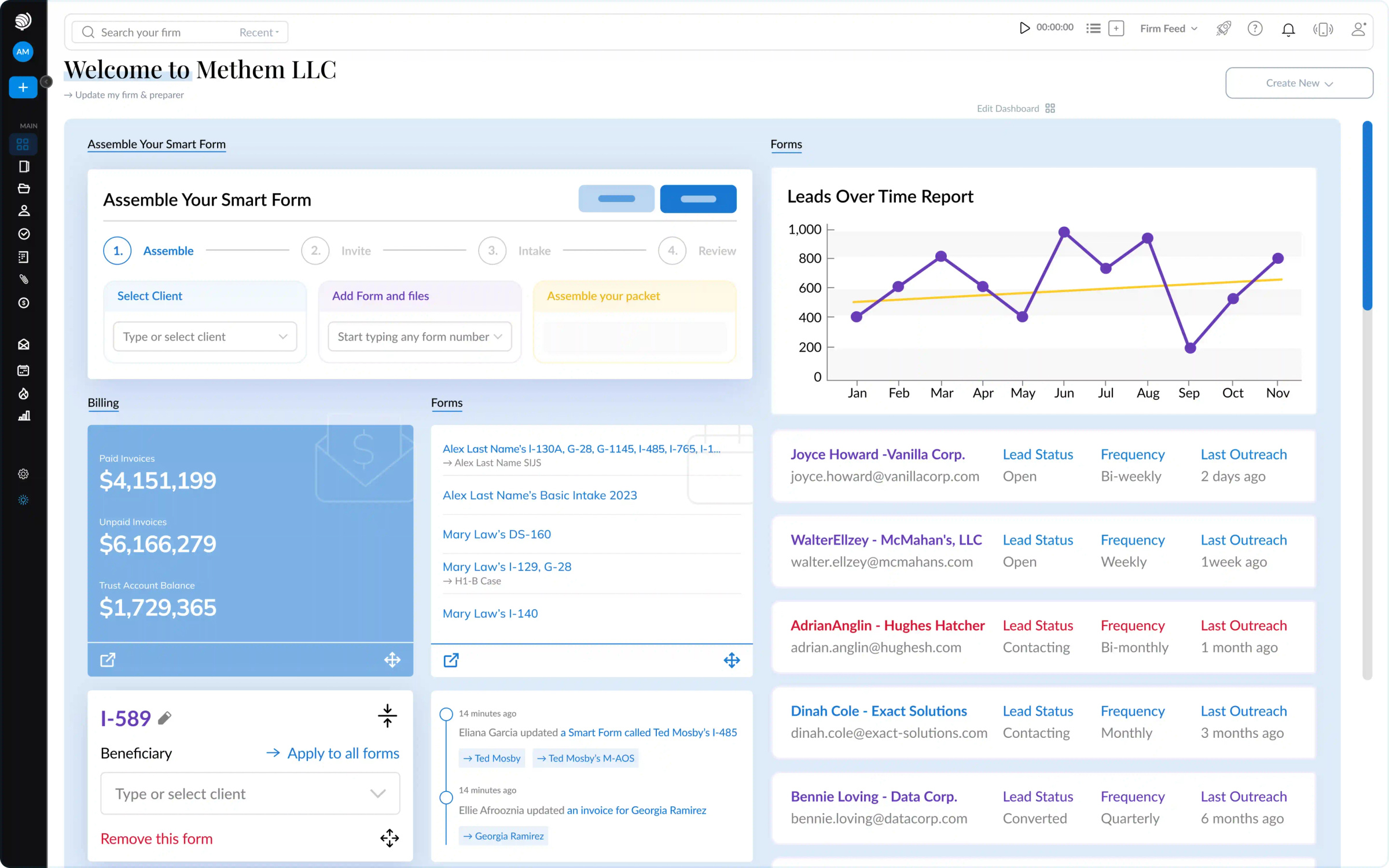 A screenshot of a user's Docketwise dashboard.