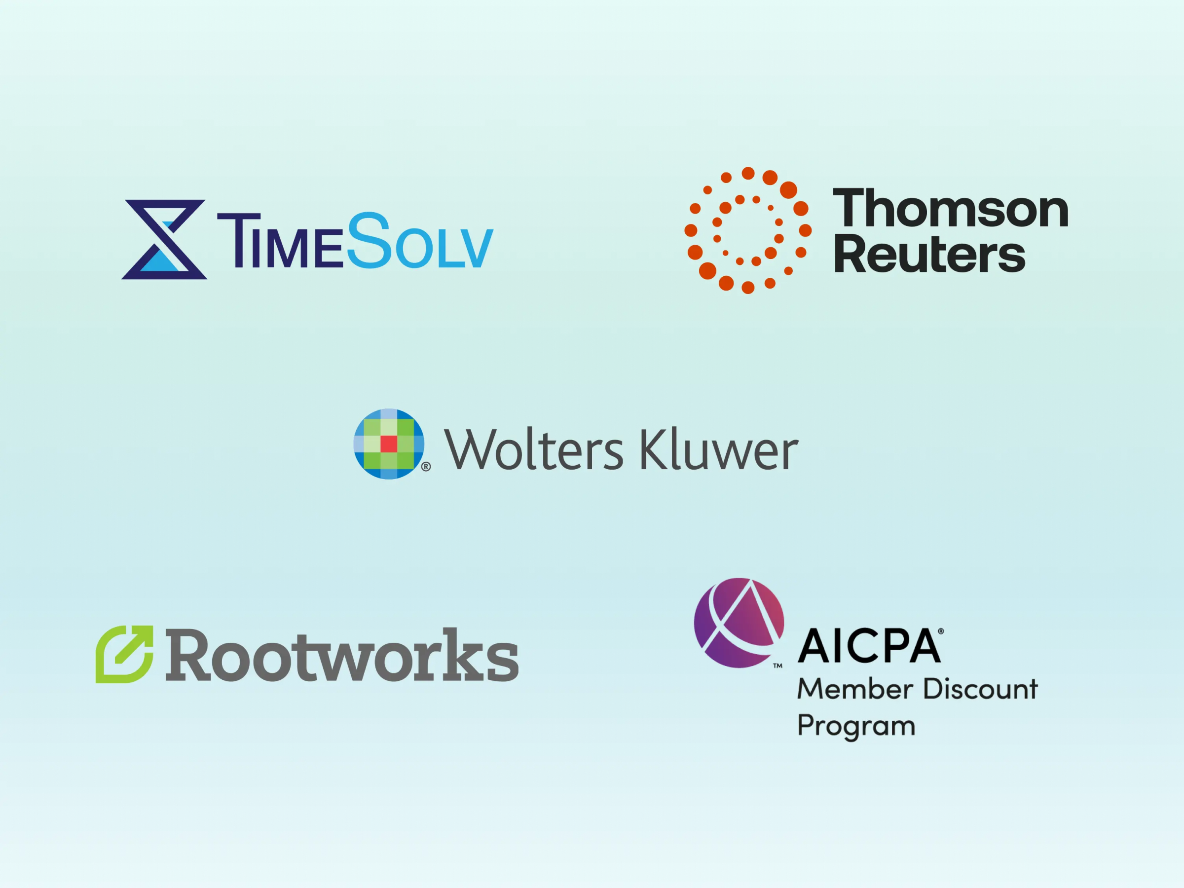 TimeSolv, Thomson Reuters, Wolters Kluwer, Rootworks, AICPA Member Discount Program