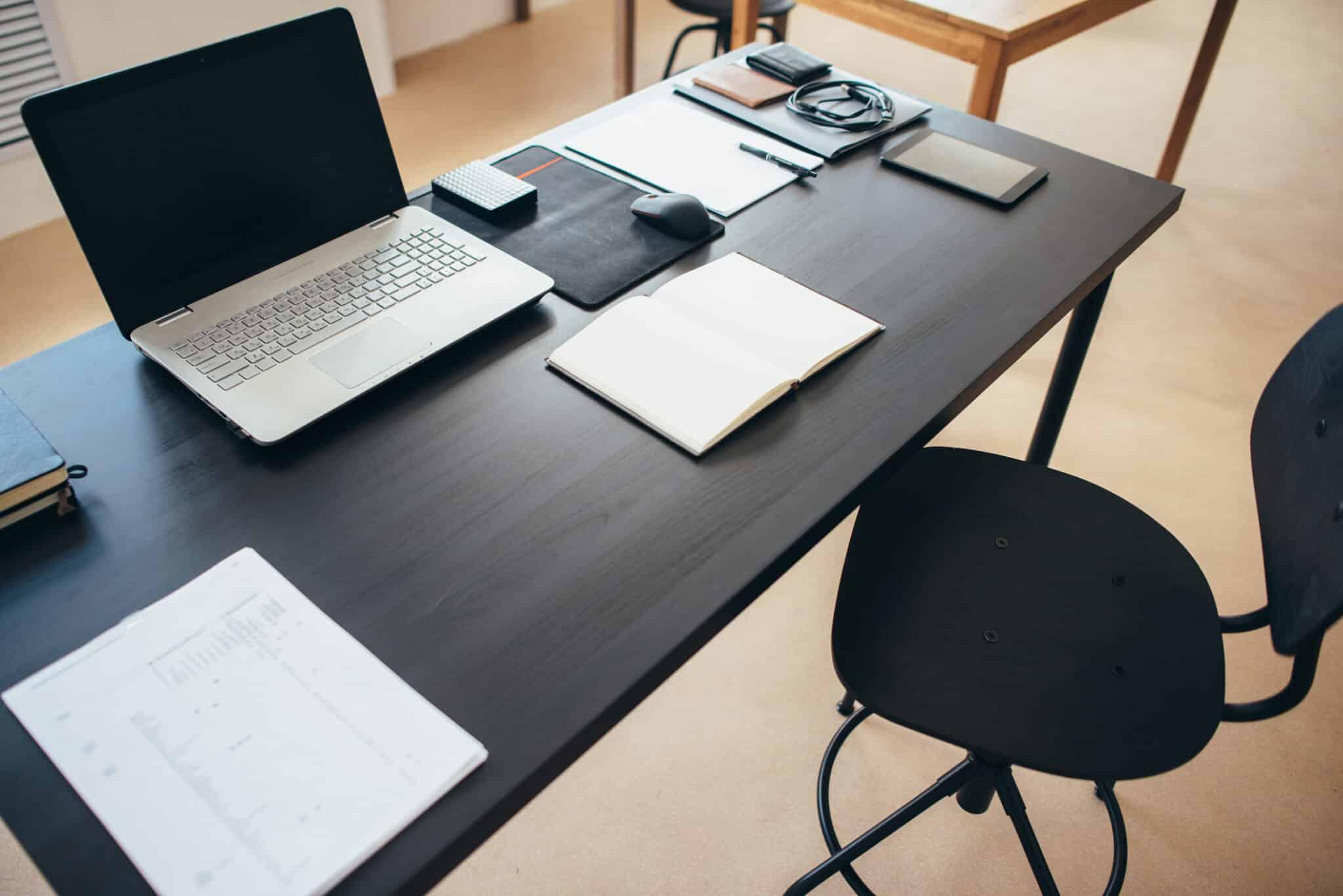 Empty chair at workstation