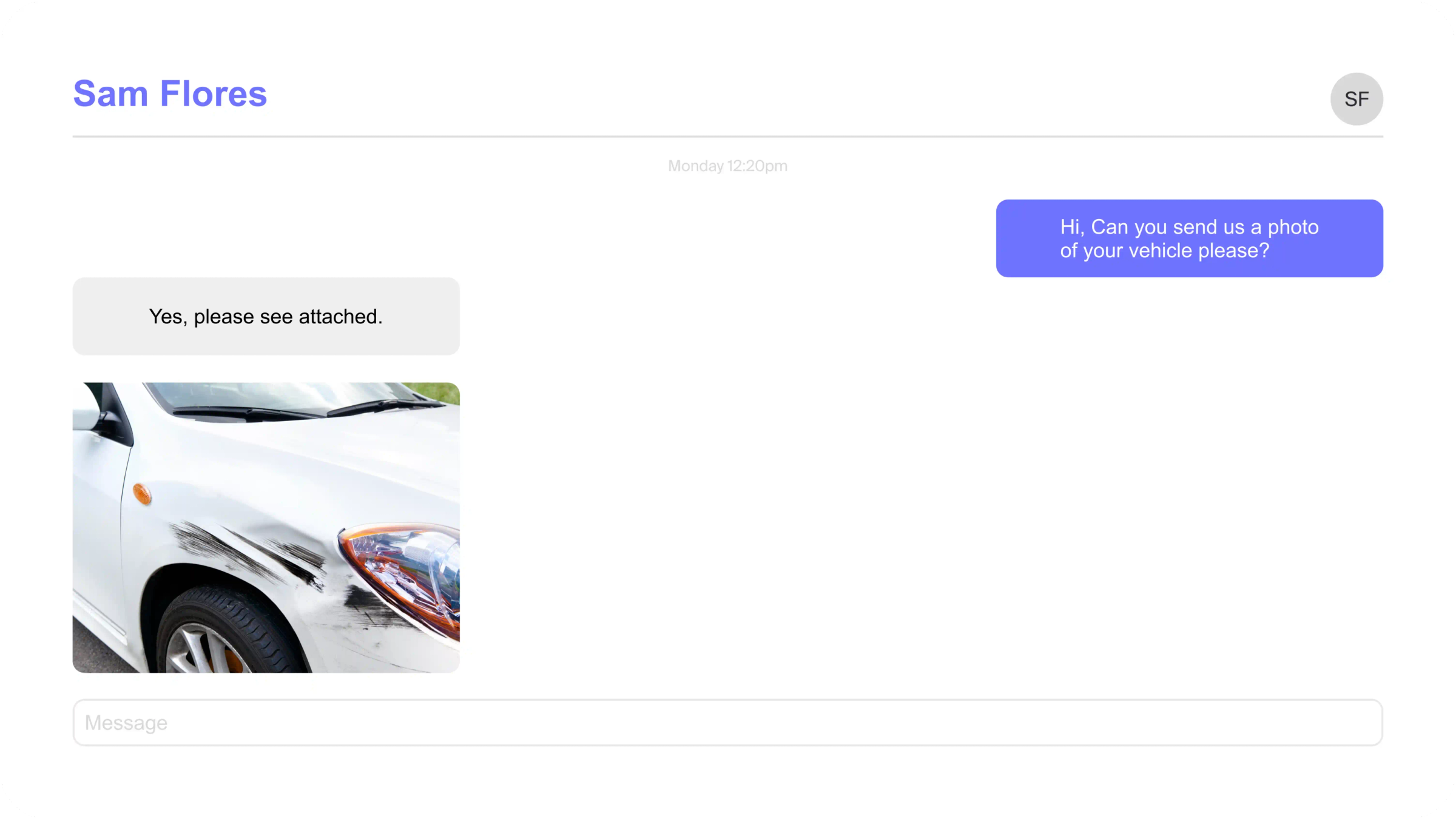 Recieved a text message with image in MyCase