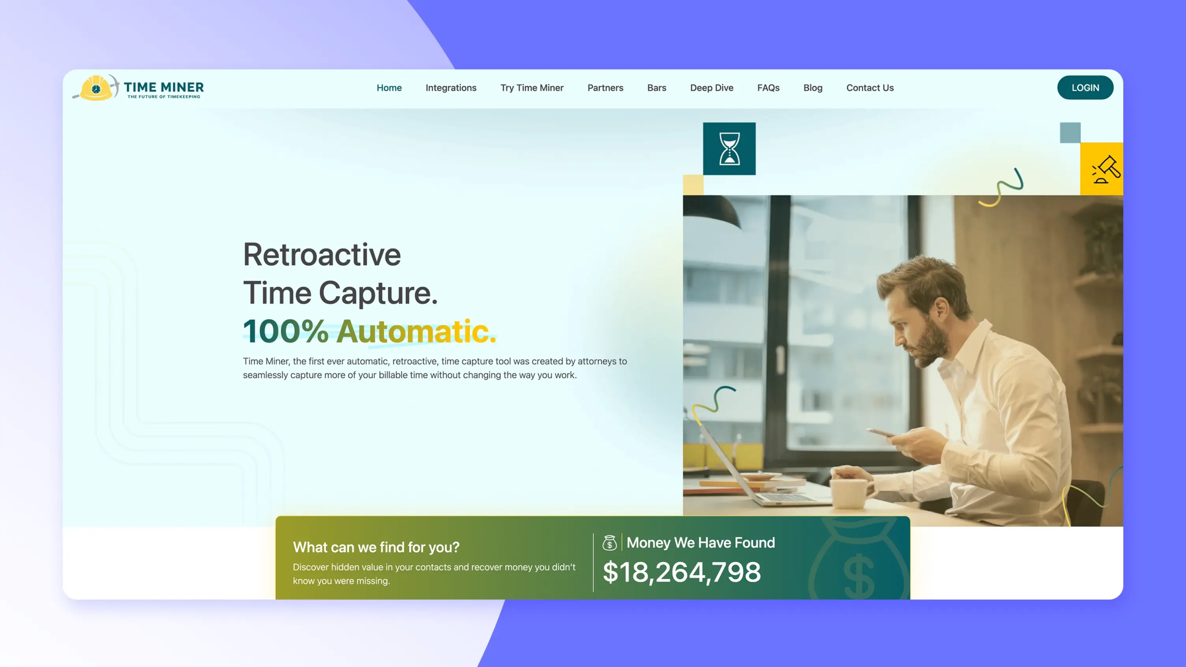 Alt text: Screenshot of the Time Miner homepage