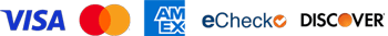 Visa Mastercard Amex eCheck Discover logos