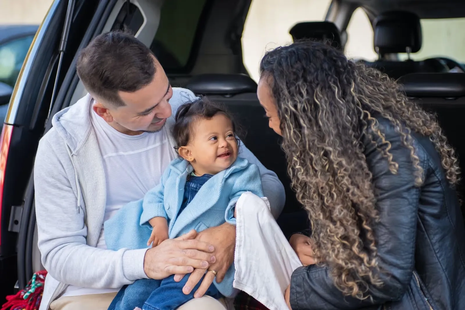 family looking happy at each other