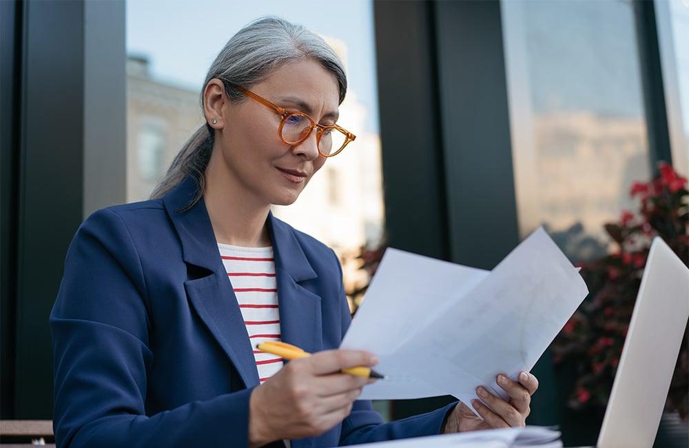 Person studying papers