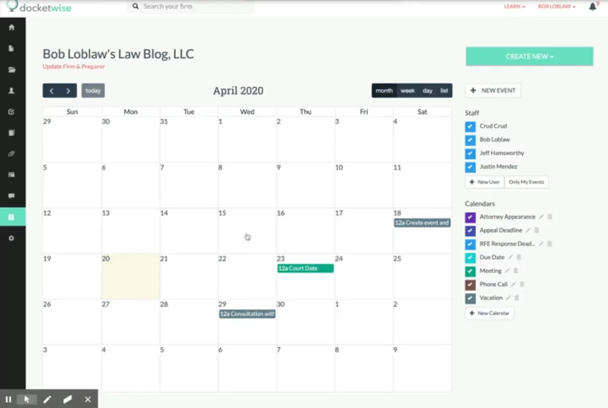 Docketwise dashboard