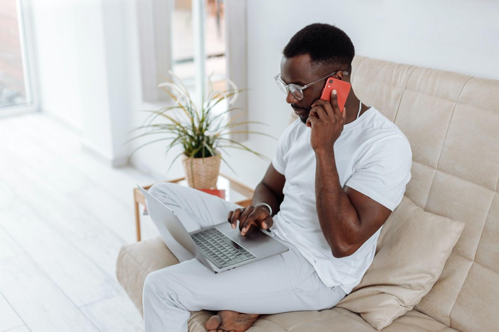 person searching on the computer for a solution