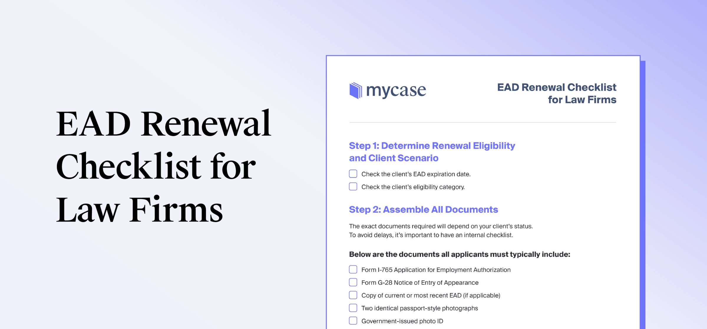 Mockup of an EAD renewal checklist